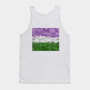 Abstract Paint Splatter Genderqueer Pride Flag Pattern Tank Top